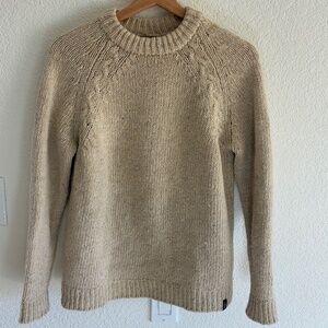 Finisterre oatmeal cable knit wool raglan sweater UK 8 / US 4